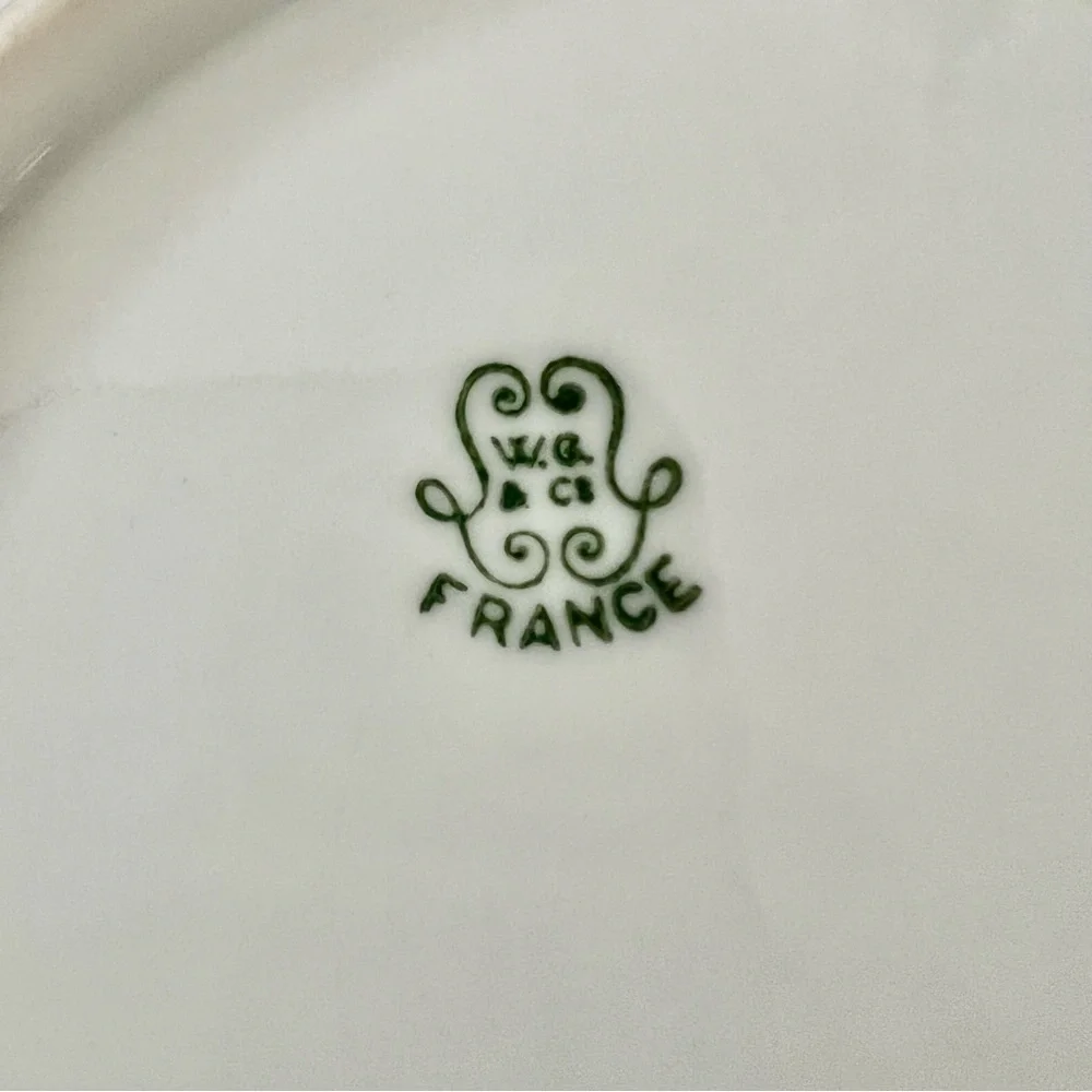 Antique 1891-1900 W.G. & Co. France‎ Hand Painted Leaf Flower Gold Handles Bowl